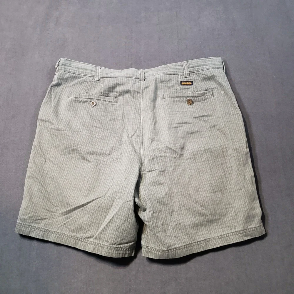Woolrich Pleated Shorts Mens 38 Olive Green Cotton Crosshatch Outdoor 3586